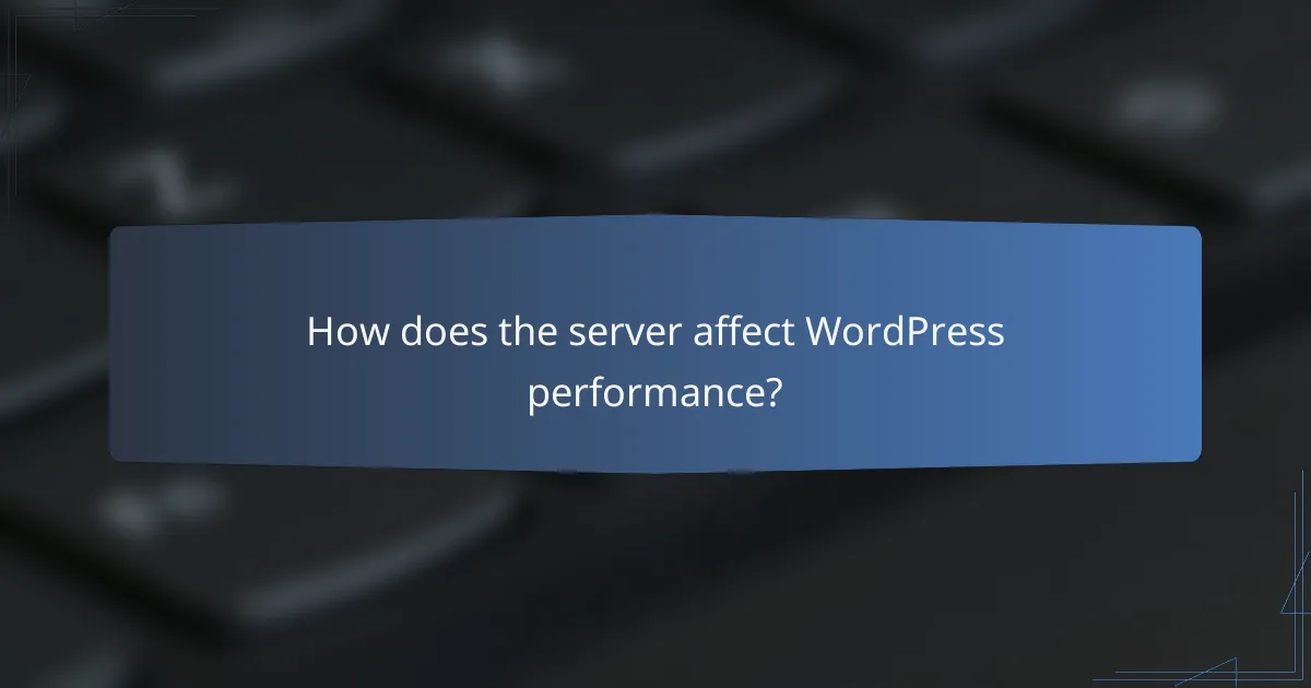 How does the server affect WordPress performance?