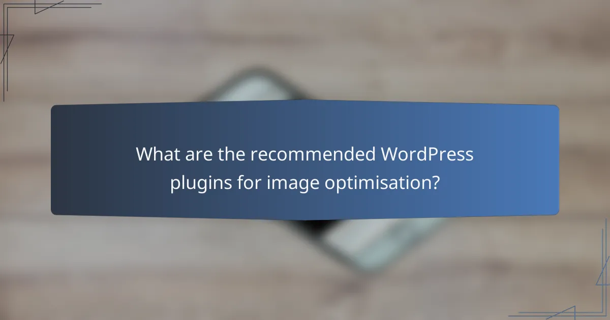 What are the recommended WordPress plugins for image optimisation?